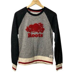 Roots Sweatshirt Red Logo, Gray Size S — Red Logo, Cotton Blend